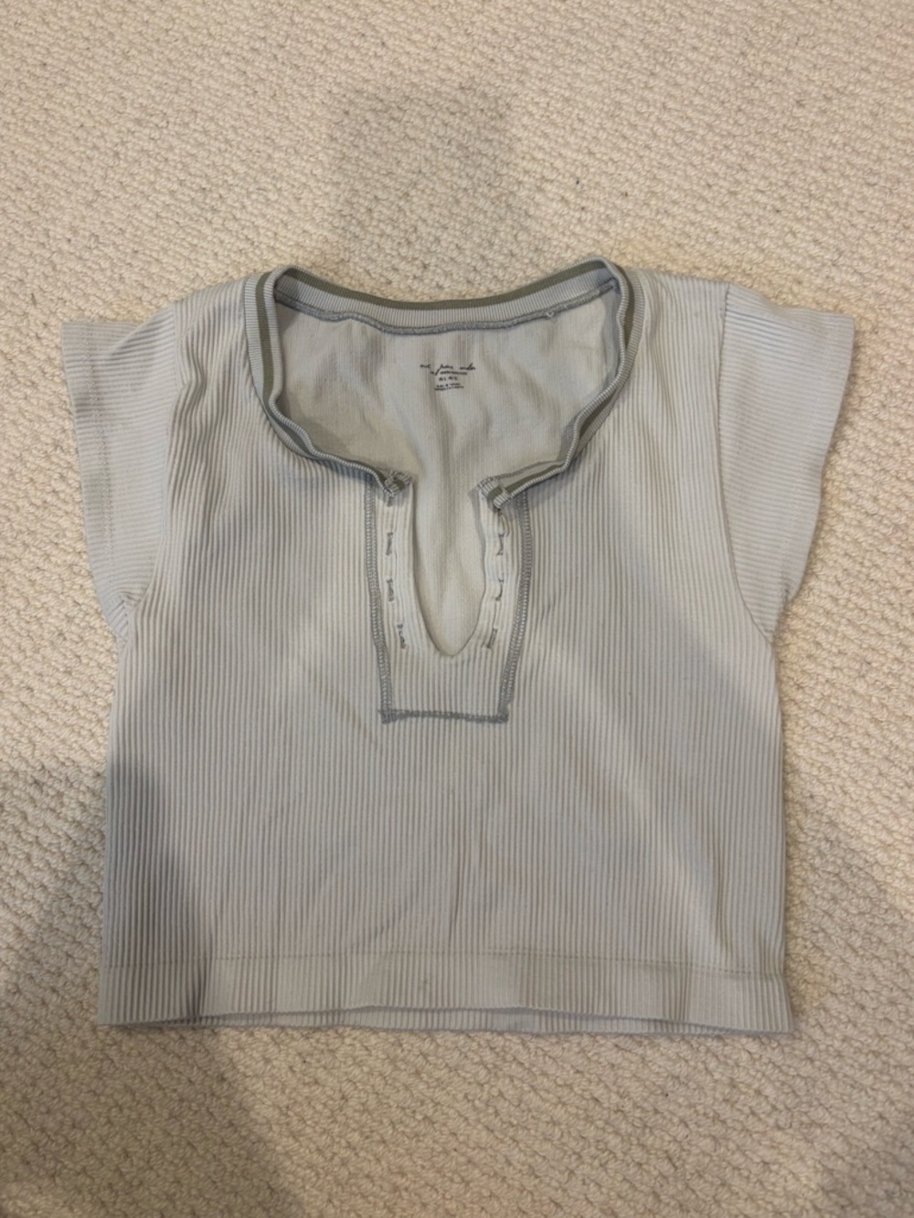 Urban Outfitters Light Gray Ribbed Short Sleeve Top